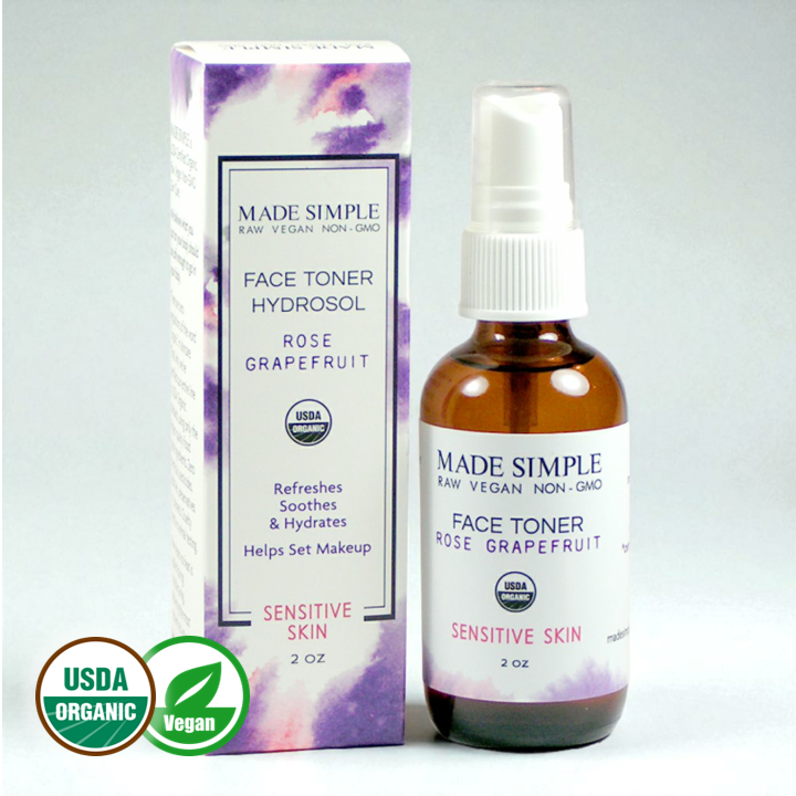Rose Grapefruit Face Toner for Sensitive Skin - Certified Organic, Vegan & Cruelty-free