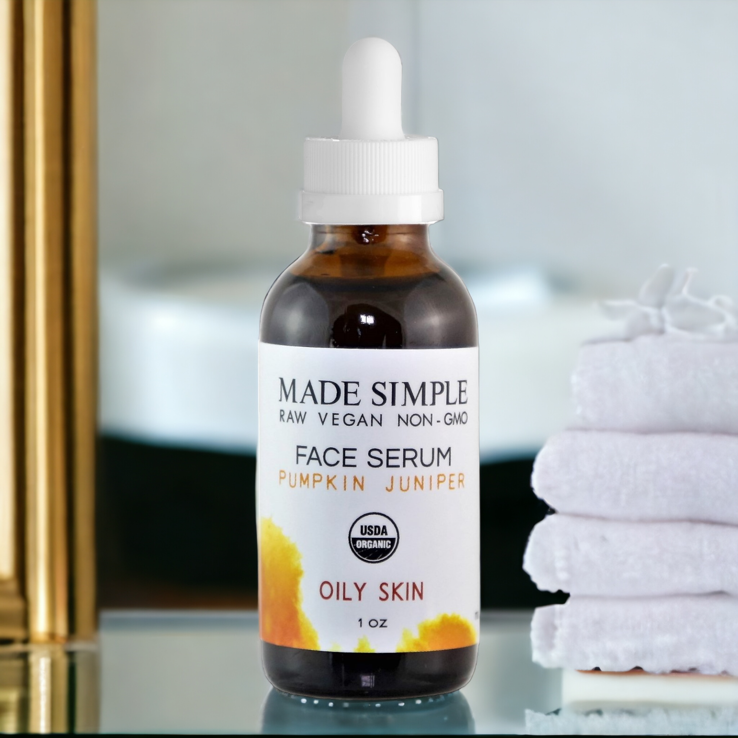 Pumpkin Juniper Face Serum for Oily Skin - Certified Organic, Vegan & Cruelty-free